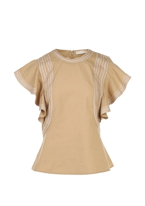 Ulla Johnson ruffled cotton top - Neutrals