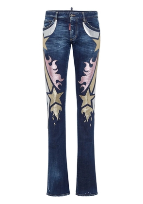 DSQUARED2 metallic-detailing flared jeans - Blue