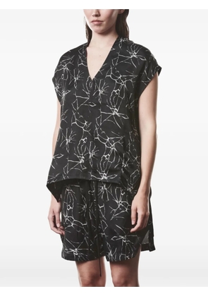 Thom Krom V-neck marble-print blouse - Black