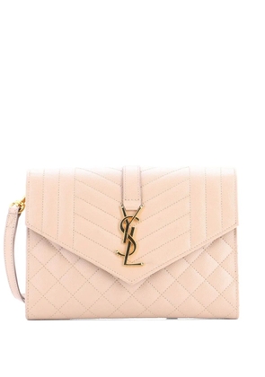 Saint Laurent Pre-Owned Classic Monogram Envelope Wristlet Mixed Matelasse Leather clutch bag - Neutrals