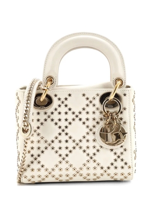 Christian Dior Pre-Owned Lady Dior Chain Bag Crystal Embellished Cannage Quilt Leather Mini satchel - White
