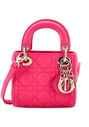 Christian Dior Pre-Owned Lady Dior Bag Cannage Quilt Lambskin Micro shoulder bag - Pink