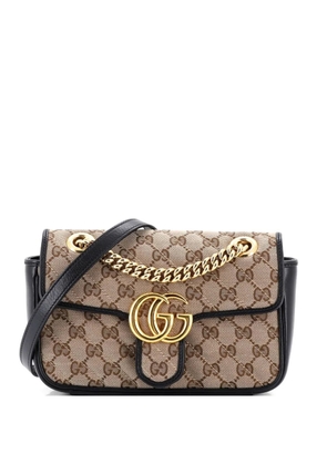Gucci Pre-Owned GG Marmont Flap Bag Diagonal Quilted GG Canvas with Leather Mini crossbody bag - Black