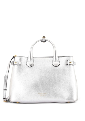 Burberry Pre-Owned Banner Tote Leather and House Check Canvas Medium satchel - Silver