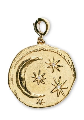 Azlee 18kt yellow gold large Cosmic diamond coin chain