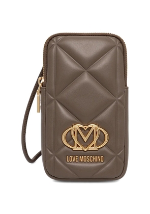 Love Moschino quilted logo phone bag - Brown
