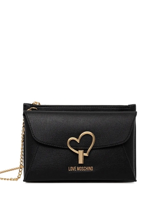 Love Moschino heart-appliqué cross body bag - Black