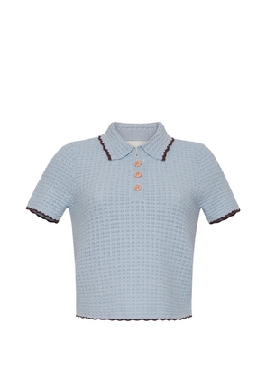 Cara Cara Melody tipped knitted polo top - Blue