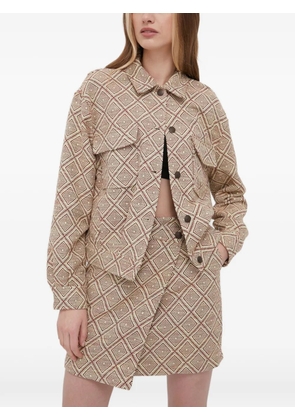 SAMSOE SAMSOE patterned buttoned jacket - Brown