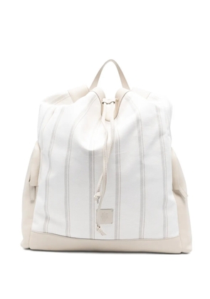 Eleventy striped-pattern drawstring backpack - White