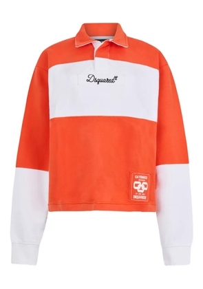 DSQUARED2 D2 College Rugby Fit collar colour block polo shirt - Orange