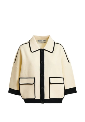 Essentiel Antwerp flower-buttons contrast-trim cardigan - Neutrals