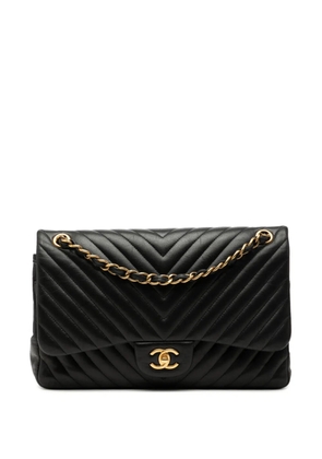 CHANEL Pre-Owned 2015-2016 Jumbo Classic Chevron Lambskin Double Flap shoulder bag - Black