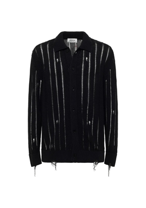 Laneus knitted polo collar cardigan - Black