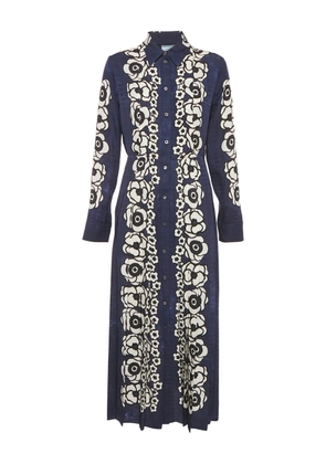 Prada Pre-Owned floral pleating silk midi dress - Blue