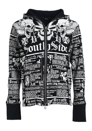 BREATH Skull Wash zip-up hoodie - Black