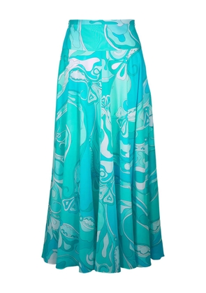 PUCCI orchidee-print long skirt - Blue