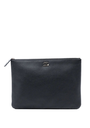 CHANEL Pre-Owned 2018-2019 Medium Goatskin Lucky Clover O Case clutch bag - Black