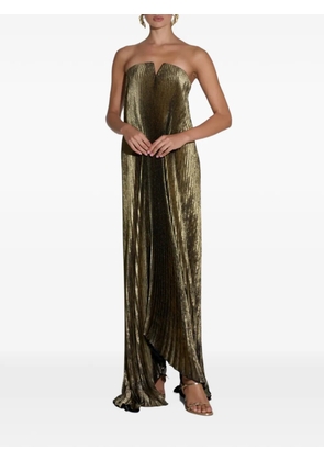 L'IDÉE Black Tie pleated strapless maxi dress - Gold