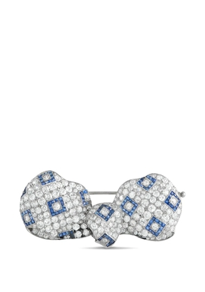 LB Exclusive diamond sapphire bow brooch - Silver