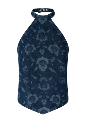 PINKO floral-patterned halterneck top - Blue