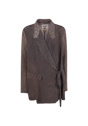 Uma Wang printed wrap jacket - Brown