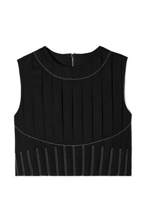 Tory Burch wool twill pleated top - Black