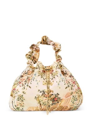 Camilla floral-print beaded cross body bag - Neutrals