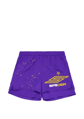 SP5DER logo-detail shorts - Purple