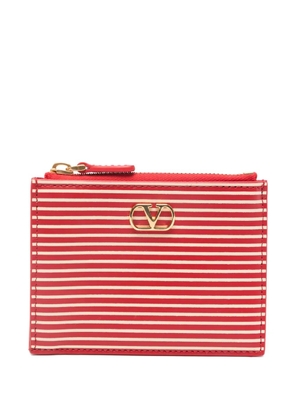 Valentino Garavani striped logo-detail card holder - Red