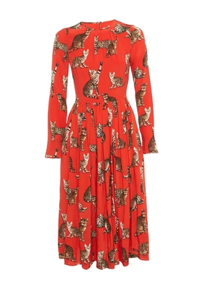 Dolce & Gabbana Pre-Owned long-sleeve cat-print midi dress - Red