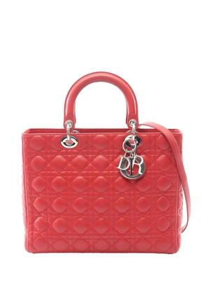 Christian Dior Pre-Owned 2011 Large Lambskin Cannage Lady Dior satchel - Red