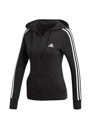 adidas Essentials 3-Stripe zip-up hoodie - Black