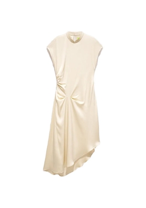 Shanghai Tang gathered asymmetric dress - Neutrals