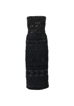 Carolina Herrera embroidered tulle strapless midi dress - Black