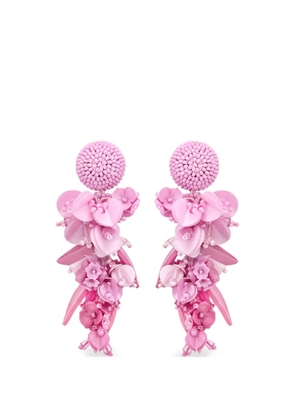 Oscar de la Renta floral beaded drop earrings - Pink