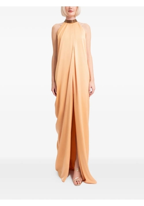 Gemy Maalouf beaded-collar gown - Orange