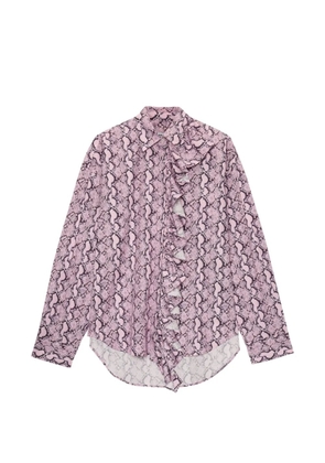 MSGM ruffled snake print shirt - Pink