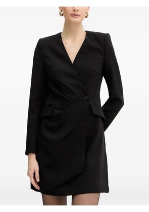 Morgan V-neck single-breasted mini dress - Black