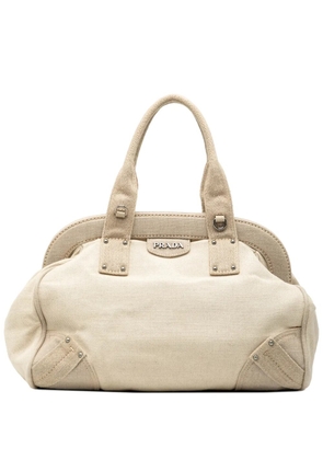 Prada Pre-Owned 2010-2026 Canvas Canapa Mistolino Frame satchel - White