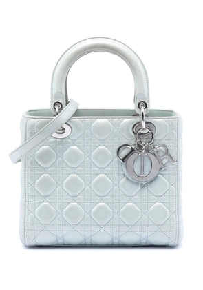 Christian Dior Pre-Owned 2015 Medium Iridescent Lambskin Cannage Lady Dior satchel - Blue