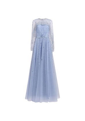 Jenny Packham Oliver beaded-appliqué maxi dress - Blue