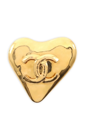 CHANEL Pre-Owned 1986-1988 coco mark heart-shape brooch - Gold