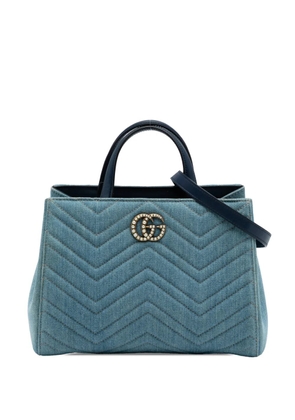 Gucci Pre-Owned 2016-2026 Small GG Marmont Matelasse Denim Pearly satchel - Blue