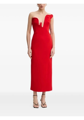 Bardot Rosalyn strapless V-neck midi dress - Red
