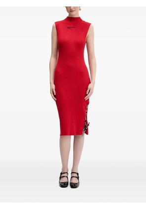 Karl Lagerfeld Jeans lace-up rib midi dress - Red