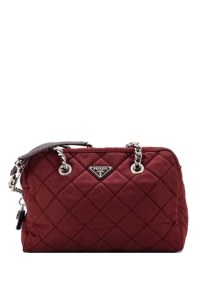 Prada Pre-Owned Chain Quilted Tessuto Medium shoulder bag - Red