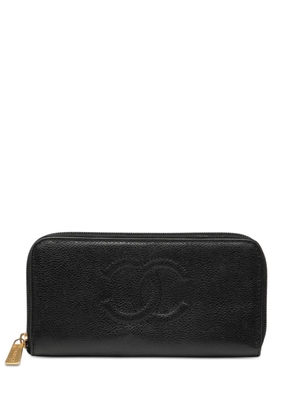 CHANEL Pre-Owned 1997-1999 CC Caviar Zip Around Wallet long wallets - Black