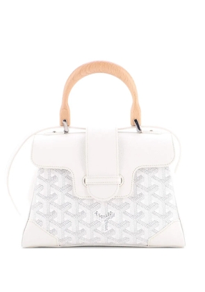 Goyard Pre-Owned Saigon Top Handle Bag Coated Canvas with Leather Mini shoulder bag - White