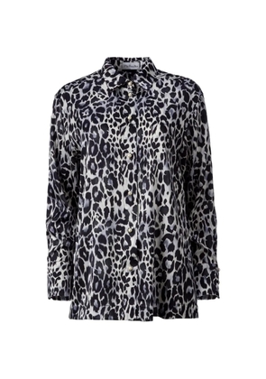 Mia Peculiar pearl-button printed shirt - Black